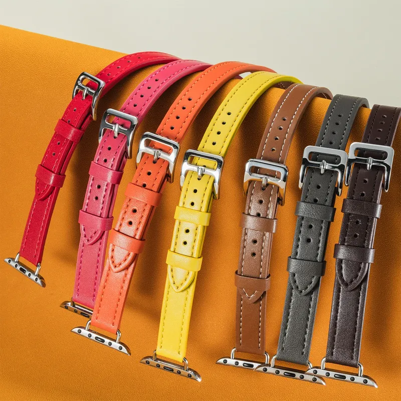 Bracelet cuir double tour pour Apple Watch 38 à 49 mm