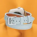 Bracelet cuir double tour pour Apple Watch 38 à 49 mm – Couleur du bracelet Argent (LU)