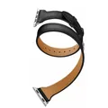 Bracelet cuir double tour pour Apple Watch 38 à 49 mm – Couleur du bracelet black