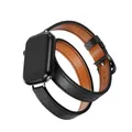 Bracelet cuir double tour pour Apple Watch 38 à 49 mm – Couleur black