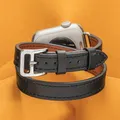 Bracelet cuir double tour pour Apple Watch 38 à 49 mm – Couleur du bracelet Black
