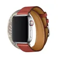 Bracelet cuir double tour pour Apple Watch 38 à 49 mm – Couleur du bracelet blanc argenté (9)