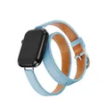 Bracelet cuir double tour pour Apple Watch 38 à 49 mm – Couleur BLEU CIEL (LU)