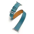 Bracelet cuir double tour pour Apple Watch 38 à 49 mm – Couleur du bracelet blue