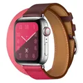 Bracelet cuir double tour pour Apple Watch 38 à 49 mm – Couleur du bracelet BordeauxRose