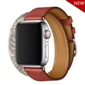 Bracelet cuir double tour pour Apple Watch 38 à 49 mm – Couleur du bracelet Brique Beton