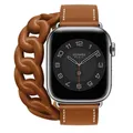Bracelet cuir double tour pour Apple Watch 38 à 49 mm – Couleur du bracelet Brown