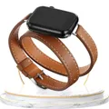 Bracelet cuir double tour pour Apple Watch 38 à 49 mm – Couleur du bracelet Brown