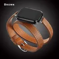 Bracelet cuir double tour pour Apple Watch 38 à 49 mm – Couleur du bracelet Brown