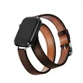 Bracelet cuir double tour pour Apple Watch 38 à 49 mm – Couleur coffee