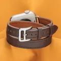 Bracelet cuir double tour pour Apple Watch 38 à 49 mm – Couleur du bracelet Coffee