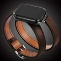 Bracelet cuir double tour pour Apple Watch 38 à 49 mm – Couleur du bracelet coffee