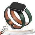 Bracelet cuir double tour pour Apple Watch 38 à 49 mm – Couleur du bracelet Dark green BOX