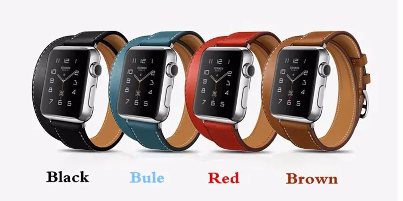 Bracelet cuir double tour pour Apple Watch 38 à 49 mm