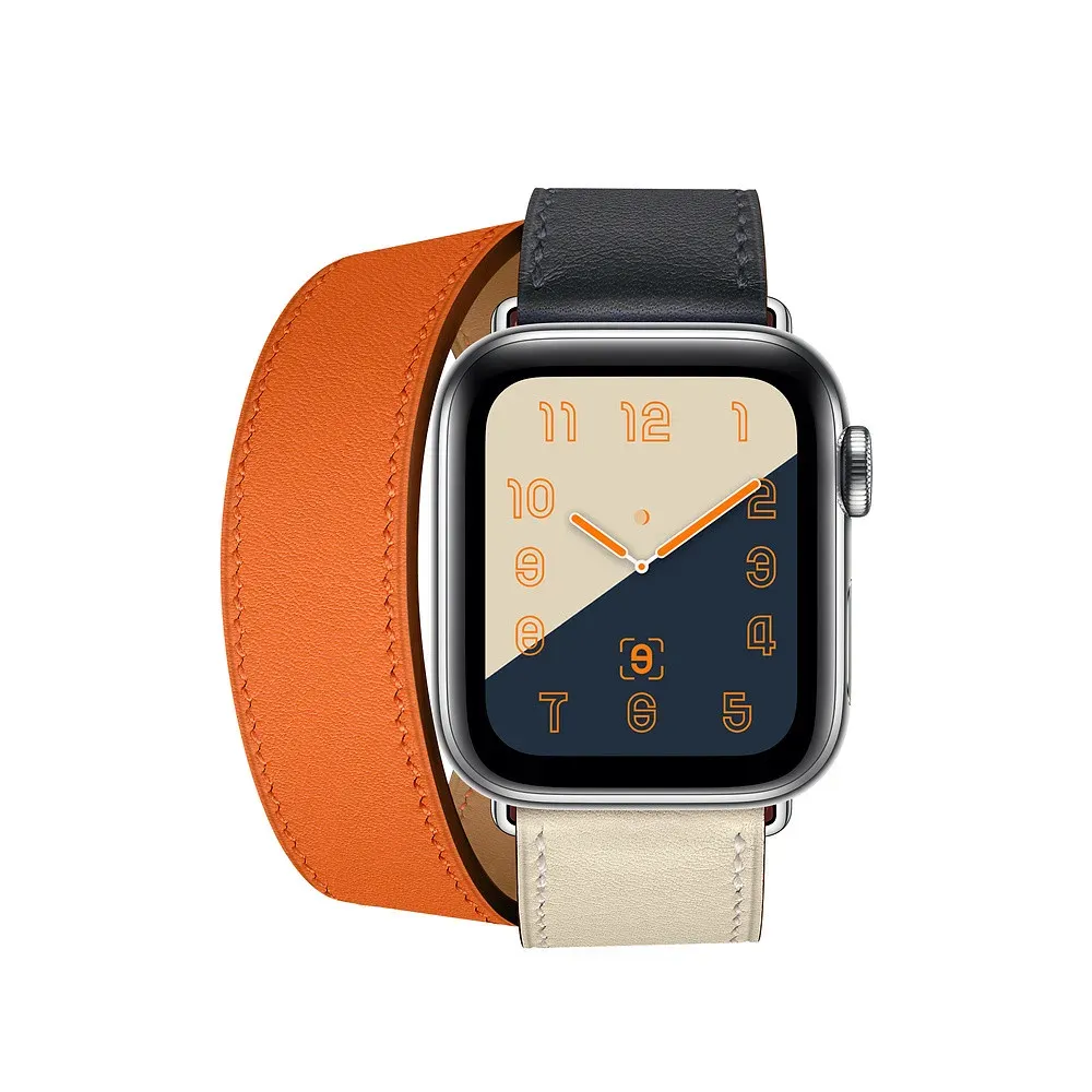 Bracelet cuir double tour pour Apple Watch 38 à 49 mm