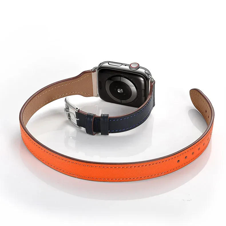Bracelet cuir double tour pour Apple Watch 38 à 49 mm