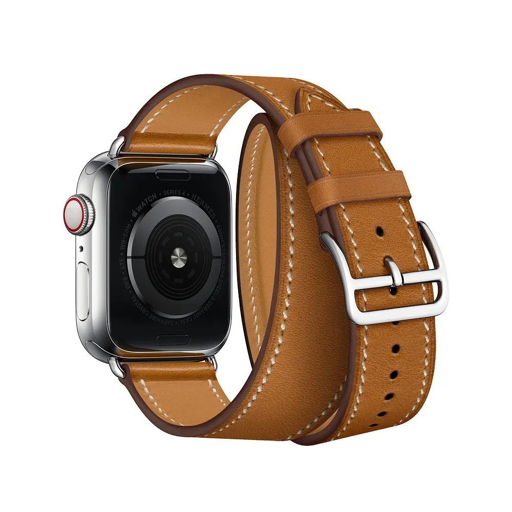 Bracelet cuir double tour pour Apple Watch 38 à 49 mm