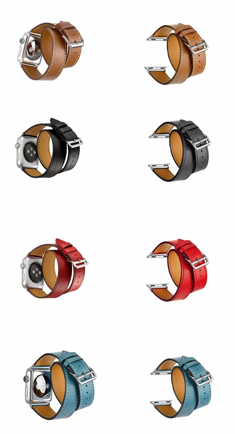 Bracelet cuir double tour pour Apple Watch 38 à 49 mm