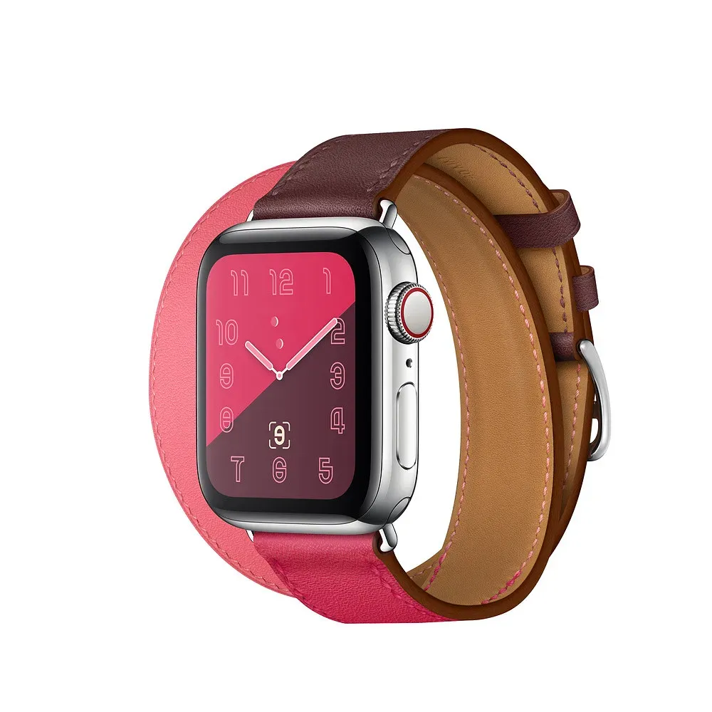 Bracelet cuir double tour pour Apple Watch 38 à 49 mm