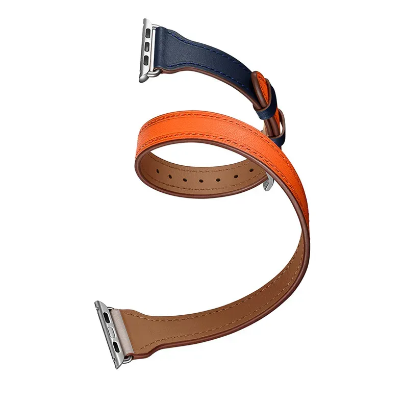 Bracelet cuir double tour pour Apple Watch 38 à 49 mm