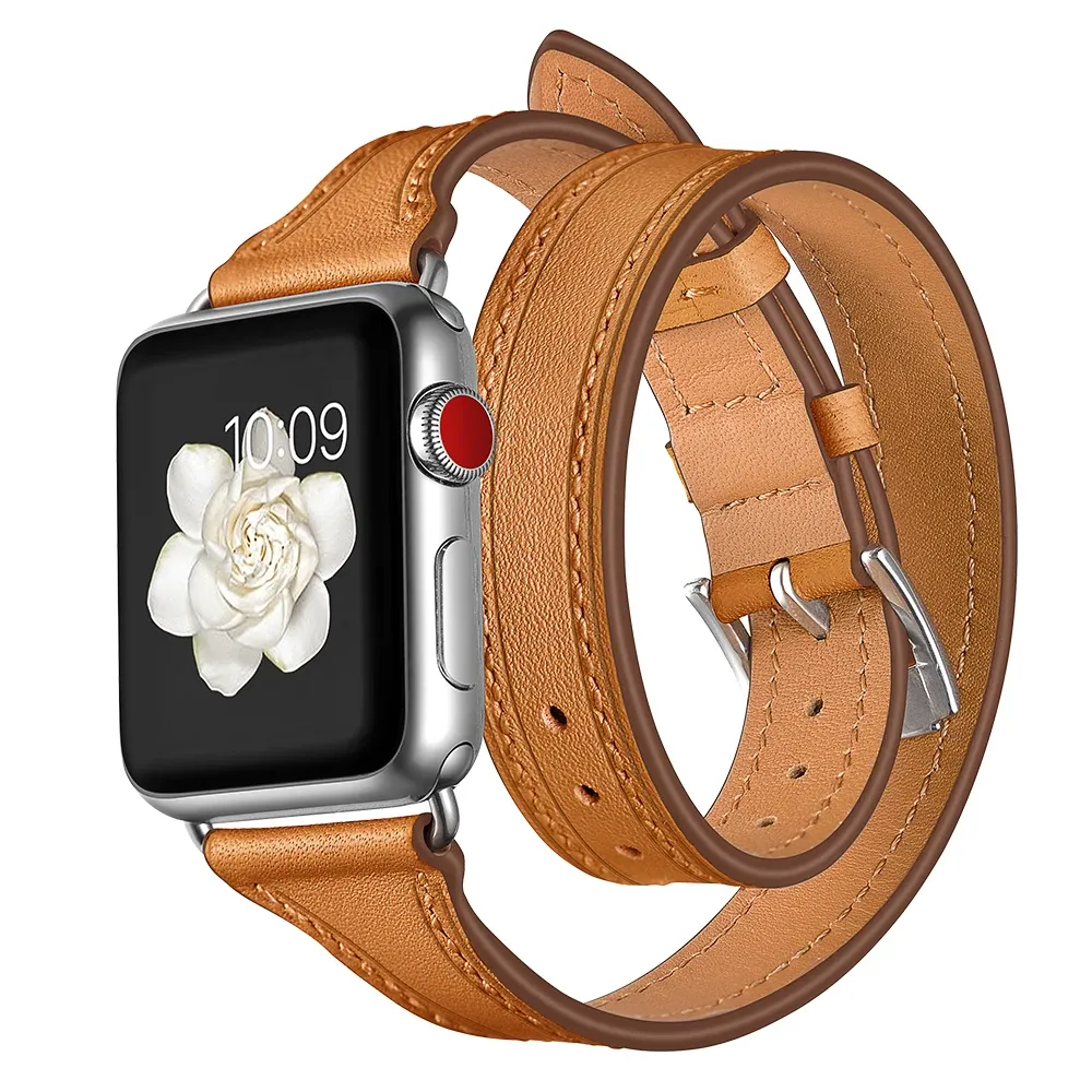 Bracelet cuir double tour pour Apple Watch 38 à 49 mm