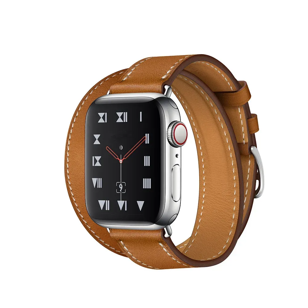 Bracelet cuir double tour pour Apple Watch 38 à 49 mm