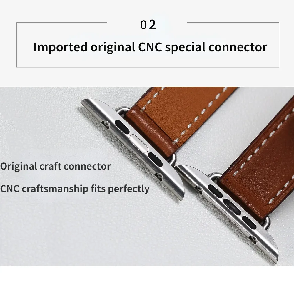 Bracelet cuir double tour pour Apple Watch 38 à 49 mm