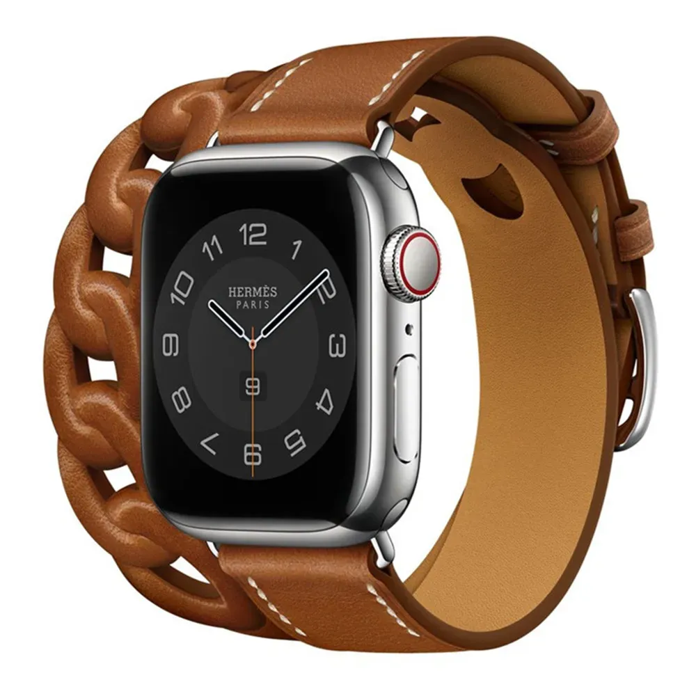 Bracelet cuir double tour pour Apple Watch 38 à 49 mm