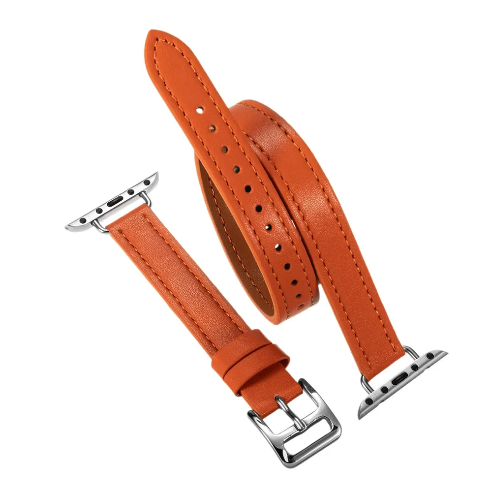 Bracelet cuir double tour pour Apple Watch 38 à 49 mm