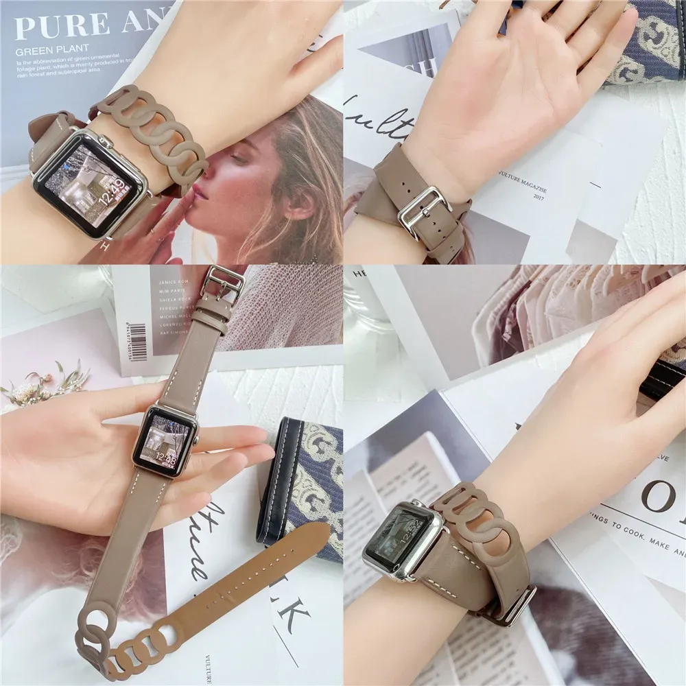 Bracelet cuir double tour pour Apple Watch 38 à 49 mm