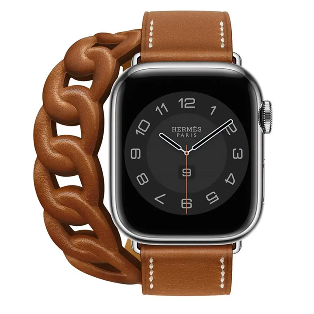 Bracelet cuir double tour pour Apple Watch 38 à 49 mm