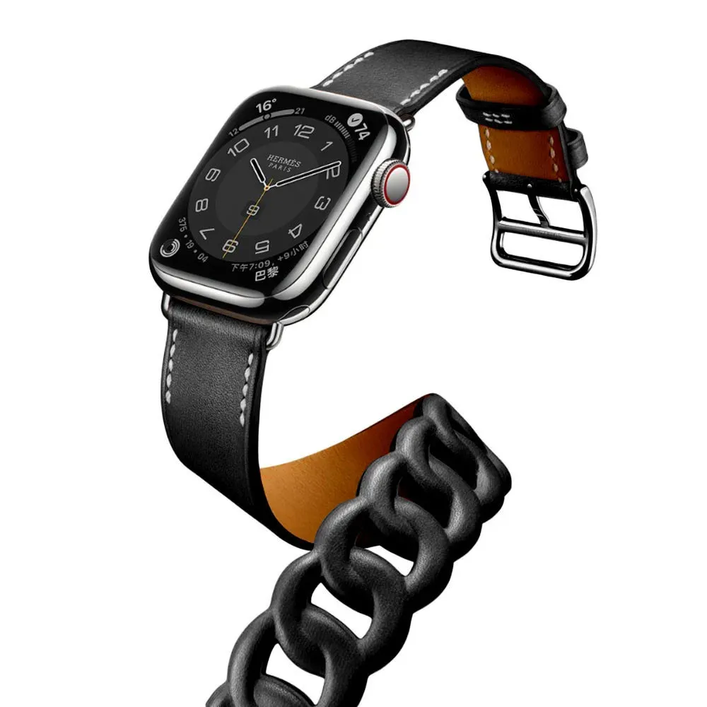 Bracelet cuir double tour pour Apple Watch 38 à 49 mm