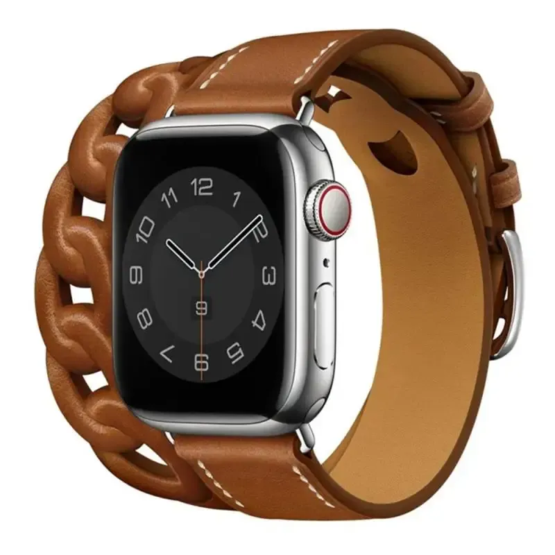 Bracelet cuir double tour pour Apple Watch 38 à 49 mm