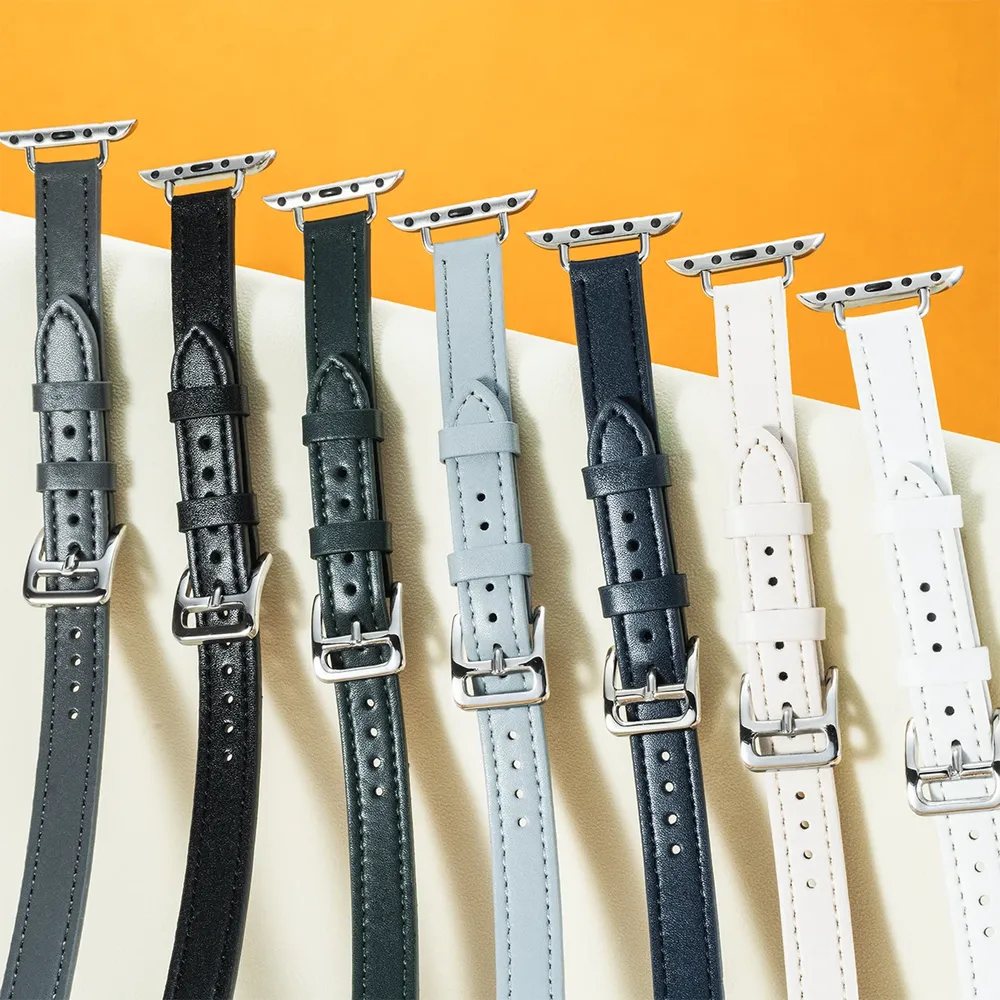 Bracelet cuir double tour pour Apple Watch 38 à 49 mm