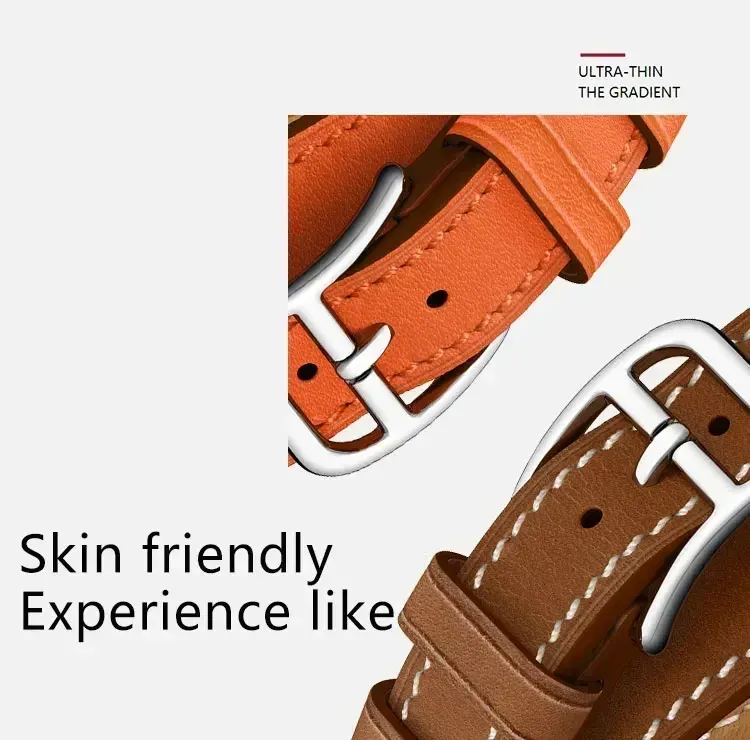 Bracelet cuir double tour pour Apple Watch 38 à 49 mm