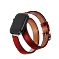 Bracelet cuir double tour pour Apple Watch 38 à 49 mm – Couleur du bracelet DRed