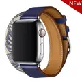 Bracelet cuir double tour pour Apple Watch 38 à 49 mm – Couleur du bracelet Encre Beton