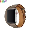Bracelet cuir double tour pour Apple Watch 38 à 49 mm – Couleur du bracelet Etoupe