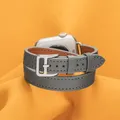 Bracelet cuir double tour pour Apple Watch 38 à 49 mm – Couleur du bracelet Gray