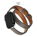 Bracelet cuir double tour pour Apple Watch 38 à 49 mm – Couleur Grey