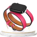 Bracelet cuir double tour pour Apple Watch 38 à 49 mm – Couleur du bracelet Hot pink