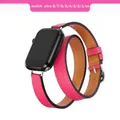 Bracelet cuir double tour pour Apple Watch 38 à 49 mm – Couleur du bracelet hot pink