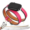 Bracelet cuir double tour pour Apple Watch 38 à 49 mm – Couleur du bracelet Hot pink BOX