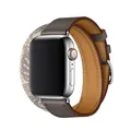 Bracelet cuir double tour pour Apple Watch 38 à 49 mm – Couleur du bracelet Jaune argenté (11)