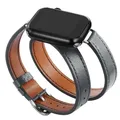 Bracelet cuir double tour pour Apple Watch 38 à 49 mm – Couleur du bracelet Jaune (DH)