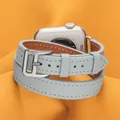 Bracelet cuir double tour pour Apple Watch 38 à 49 mm – Couleur du bracelet LinenU