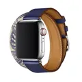 Bracelet cuir double tour pour Apple Watch 38 à 49 mm – Couleur du bracelet Noir Blanc (10)