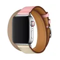 Bracelet cuir double tour pour Apple Watch 38 à 49 mm – Couleur du bracelet Noir gris (8)
