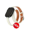 Bracelet cuir double tour pour Apple Watch 38 à 49 mm – Couleur du bracelet Noir Jaune (Be)