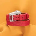 Bracelet cuir double tour pour Apple Watch 38 à 49 mm – Couleur du bracelet Noir Jaune (DR)